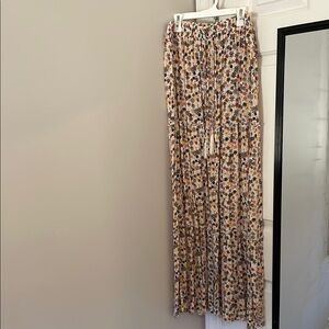 Mossimo Supply Co. Cream Floral Tiered Maxi Skirt with Mustard and Navy